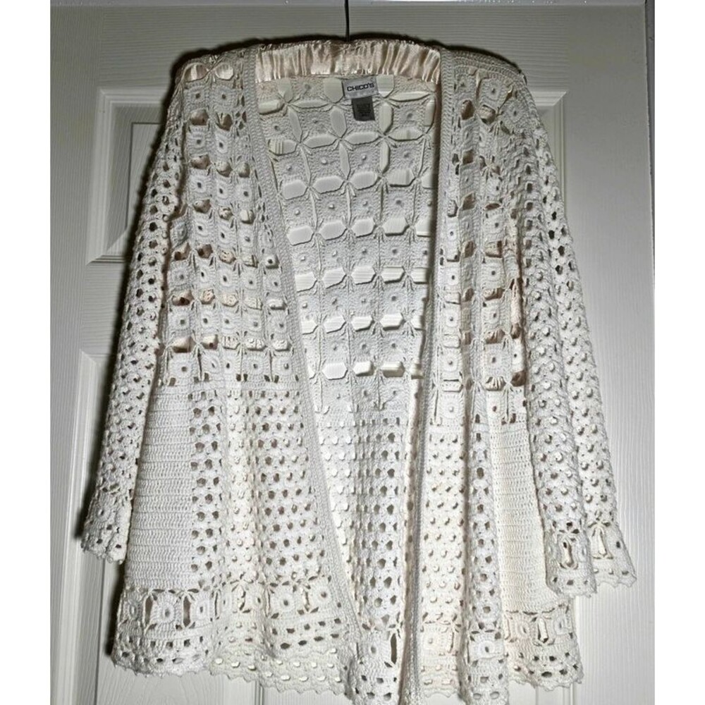 Chicos Crocheted Cardigan M